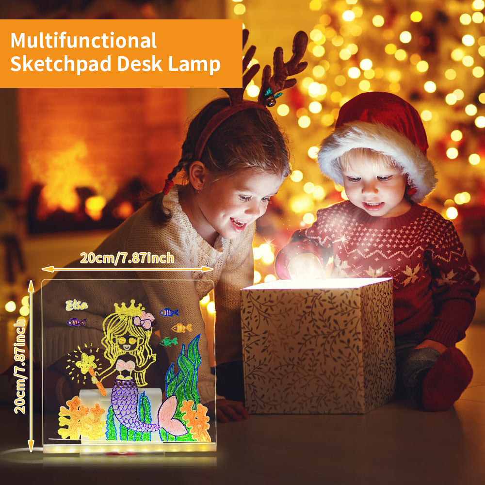 LED Acrylic Drawing Board DIY Erasable Luminous Writing Boards With Stand USB Plug Message Board With Nightlight