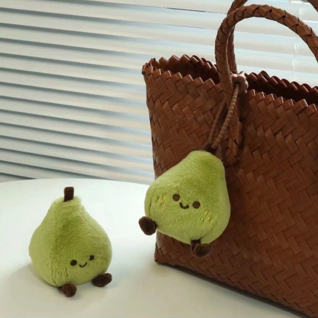 Green Pear Plush Doll with Hanging Chain