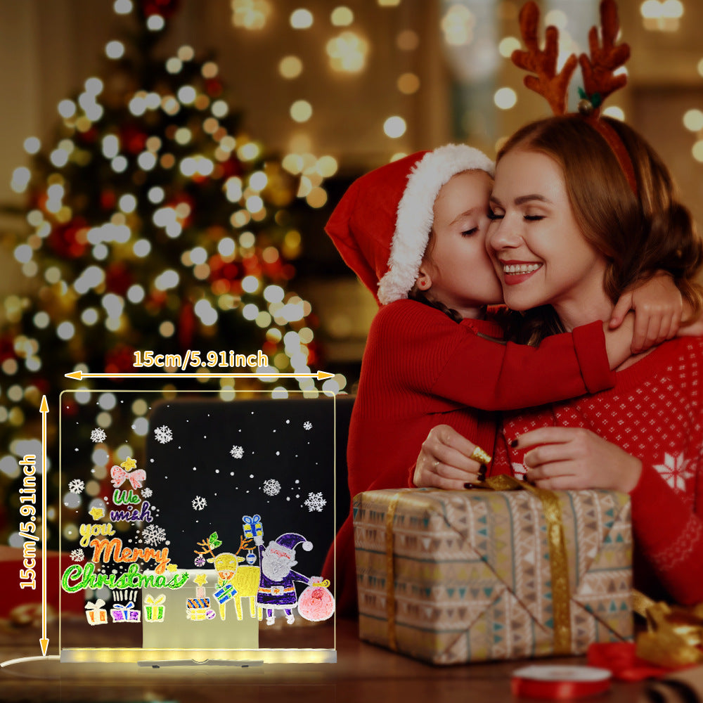 LED Acrylic Drawing Board DIY Erasable Luminous Writing Boards With Stand USB Plug Message Board With Nightlight