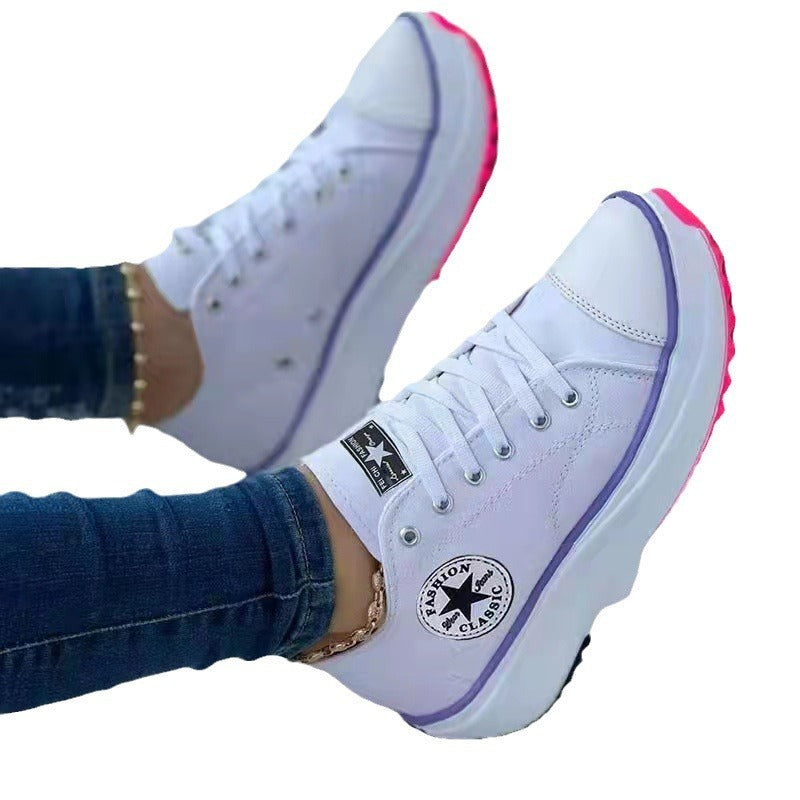 Zapatos de plataforma de lona con punta redonda
