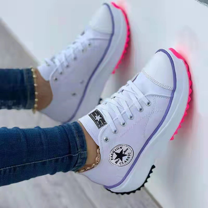 Zapatos de plataforma de lona con punta redonda