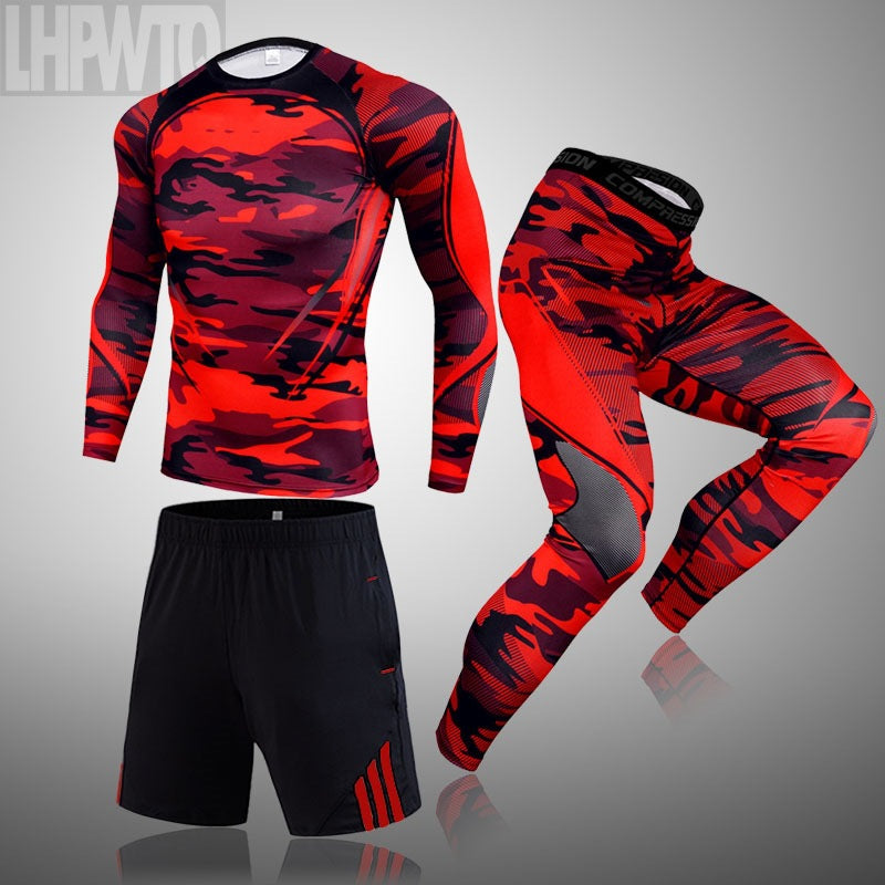Traje de entrenamiento de manga larga de ropa deportiva de compresión de secado rápido para hombre