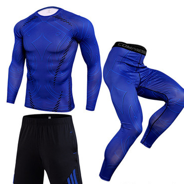 Traje de entrenamiento de manga larga de ropa deportiva de compresión de secado rápido para hombre