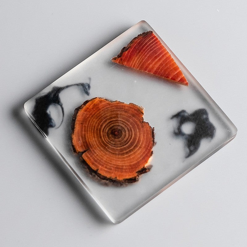 Posavasos de resina estilo japonés con diseño de madera