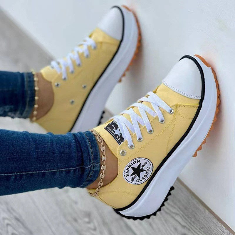 Zapatos de plataforma de lona con punta redonda