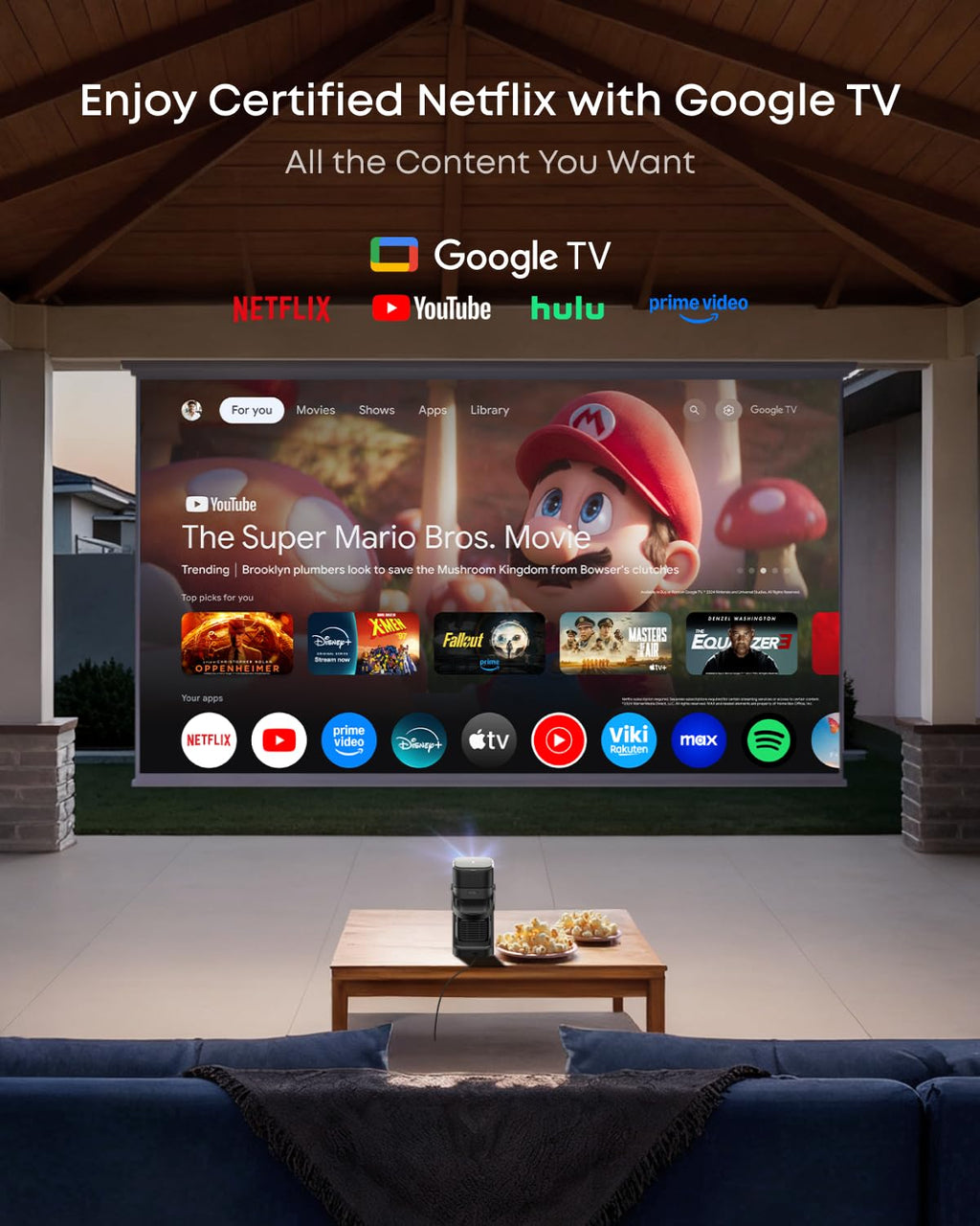soundcore Nebula P1 Portable GTV Projector with Detachable Speakers, 650 ANSI Lumens, 1080P, 20W Truly 2.0 Surround Sound, Dolby Audio, Built-In Gimbal, Auto Adjustment, 180" Big Screen, Carry Handle