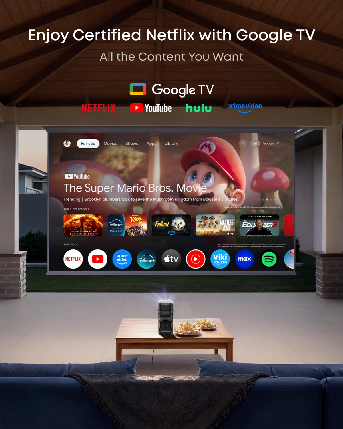 soundcore Nebula P1 Portable GTV Projector with Detachable Speakers, 650 ANSI Lumens, 1080P, 20W Truly 2.0 Surround Sound, Dolby Audio, Built-In Gimbal, Auto Adjustment, 180" Big Screen, Carry Handle
