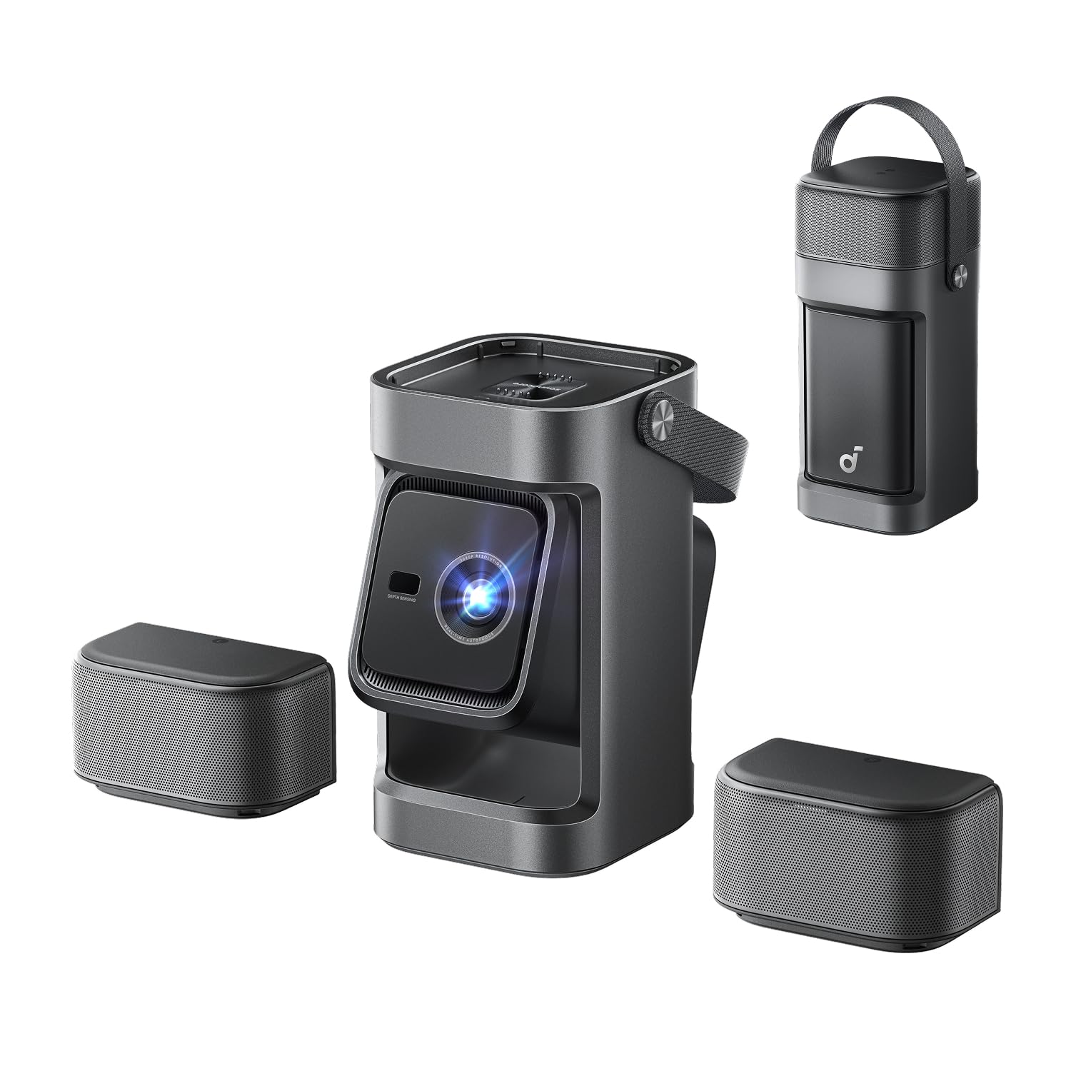 soundcore Nebula P1 Portable GTV Projector with Detachable Speakers, 650 ANSI Lumens, 1080P, 20W Truly 2.0 Surround Sound, Dolby Audio, Built-In Gimbal, Auto Adjustment, 180" Big Screen, Carry Handle