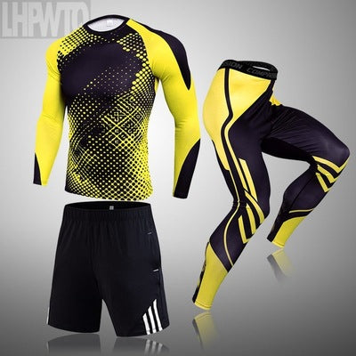 Traje de entrenamiento de manga larga de ropa deportiva de compresión de secado rápido para hombre