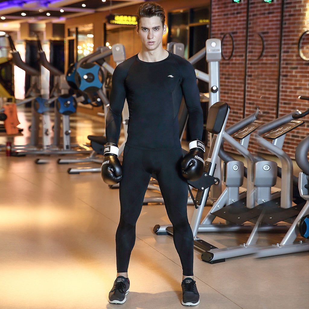 Traje deportivo de manga larga de compresión de secado rápido para hombre