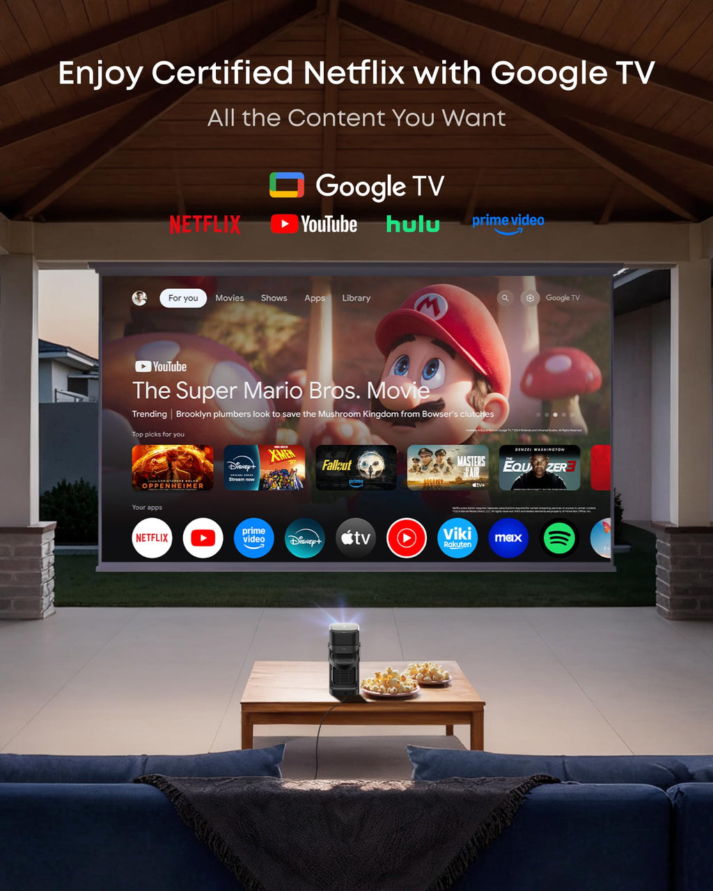 soundcore Nebula P1 Portable GTV Projector with Detachable Speakers, 650 ANSI Lumens, 1080P, 20W Truly 2.0 Surround Sound, Dolby Audio, Built-In Gimbal, Auto Adjustment, 180" Big Screen, Carry Handle