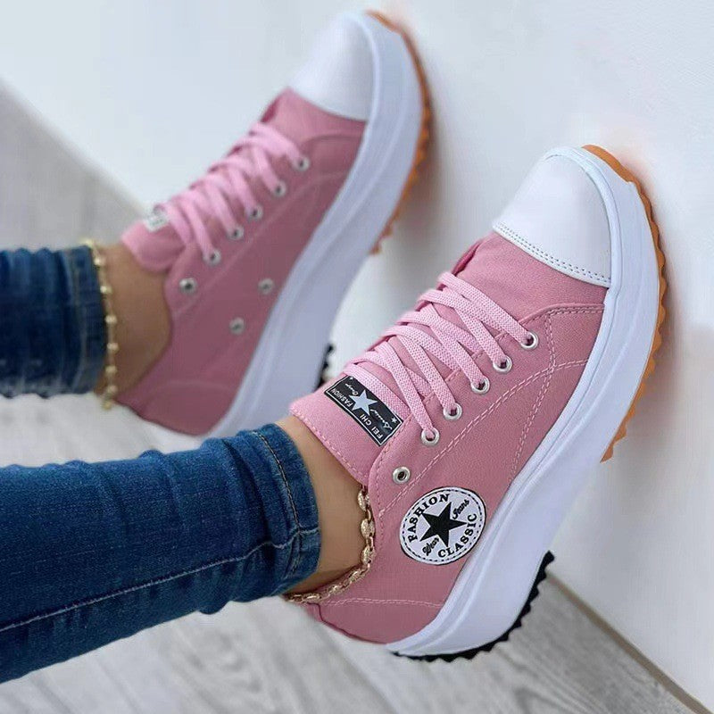 Zapatos de plataforma de lona con punta redonda