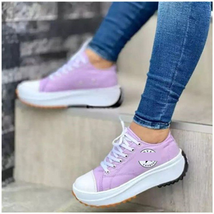 Zapatos de plataforma de lona con punta redonda