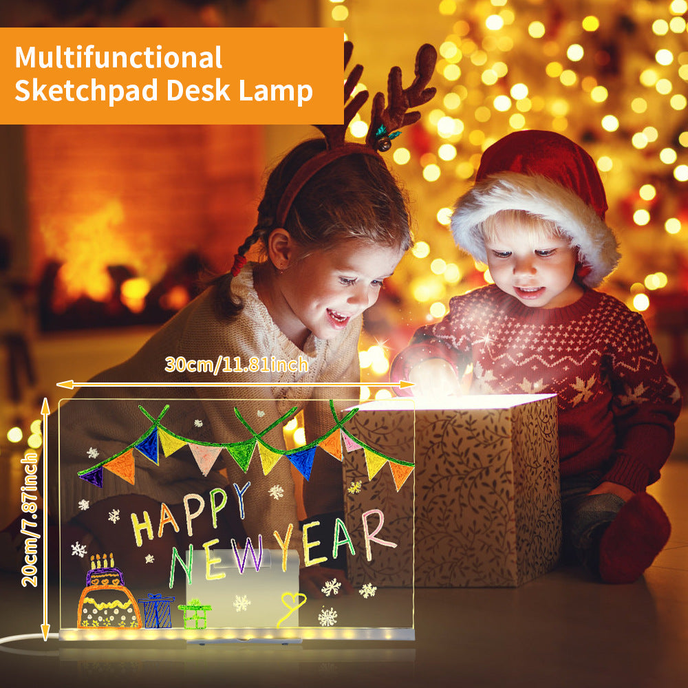 LED Acrylic Drawing Board DIY Erasable Luminous Writing Boards With Stand USB Plug Message Board With Nightlight