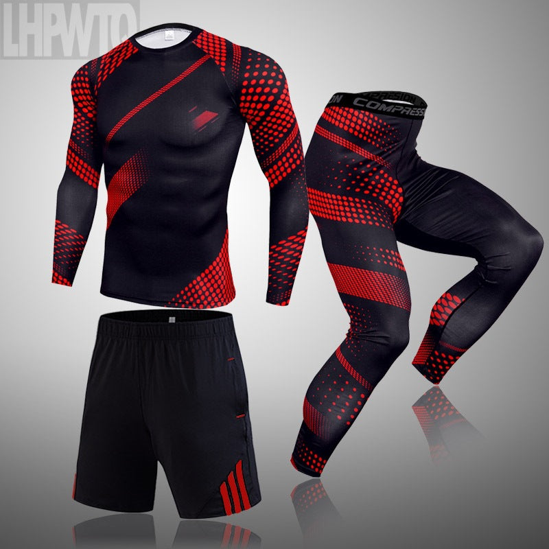 Traje de entrenamiento de manga larga de ropa deportiva de compresión de secado rápido para hombre