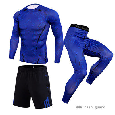 Traje de entrenamiento de manga larga de ropa deportiva de compresión de secado rápido para hombre