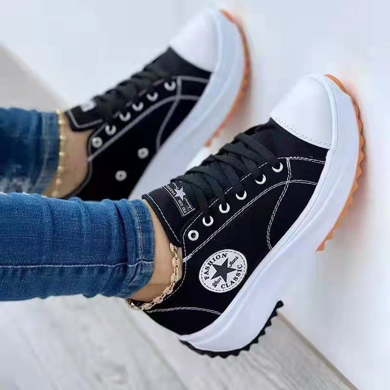 Zapatos de plataforma de lona con punta redonda