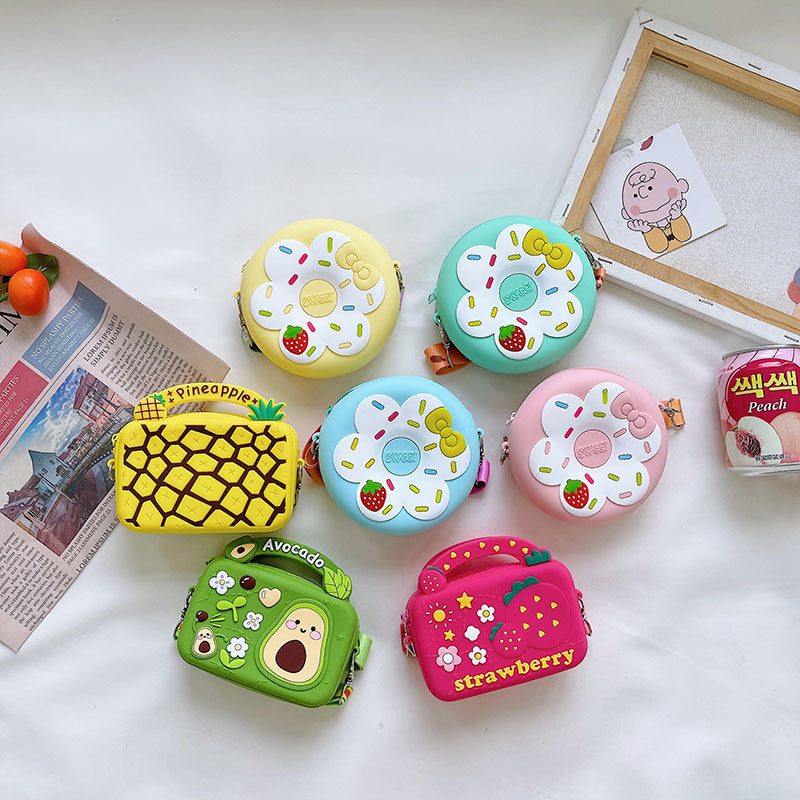 Silicone Children's Portable Crossbody Fruit Donut Shoulder Bag