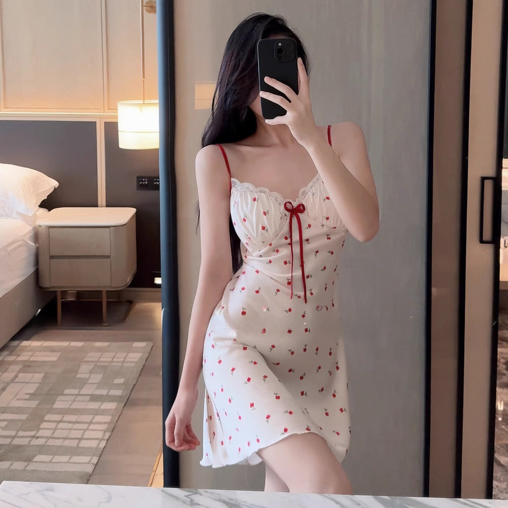 Suspender Nightgown with Breast Pad