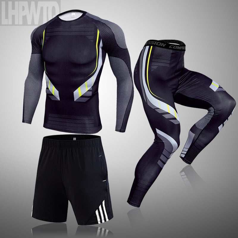 Traje de entrenamiento de manga larga de ropa deportiva de compresión de secado rápido para hombre