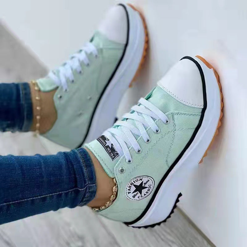 Zapatos de plataforma de lona con punta redonda